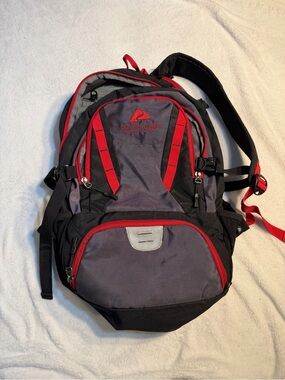 Ozark Trail Gray and Red Men's Backpack with Multiple Compartments